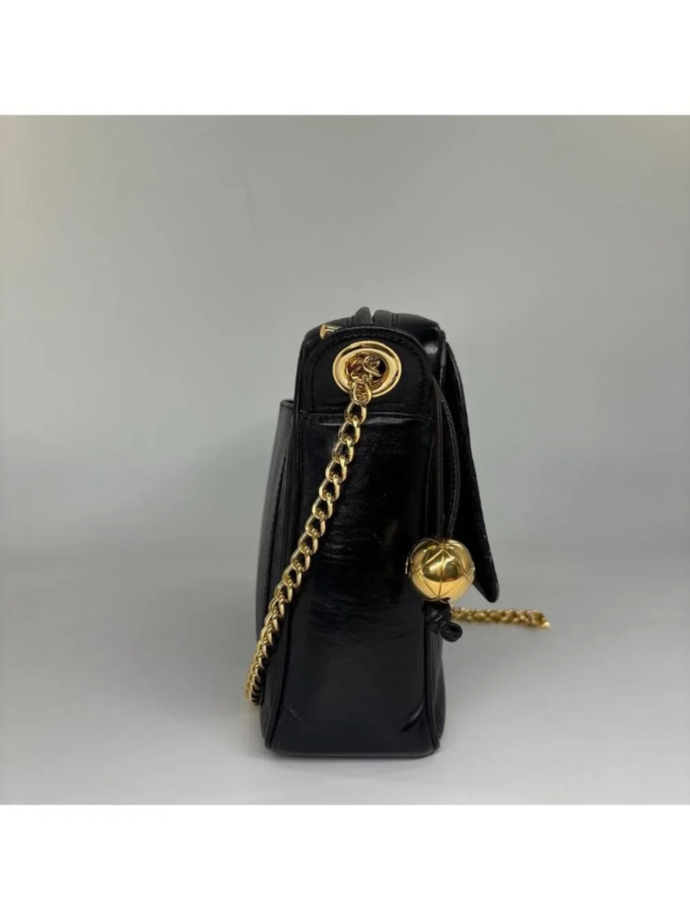 Chanel Lambskin CC Logo Shoulder Bag Black